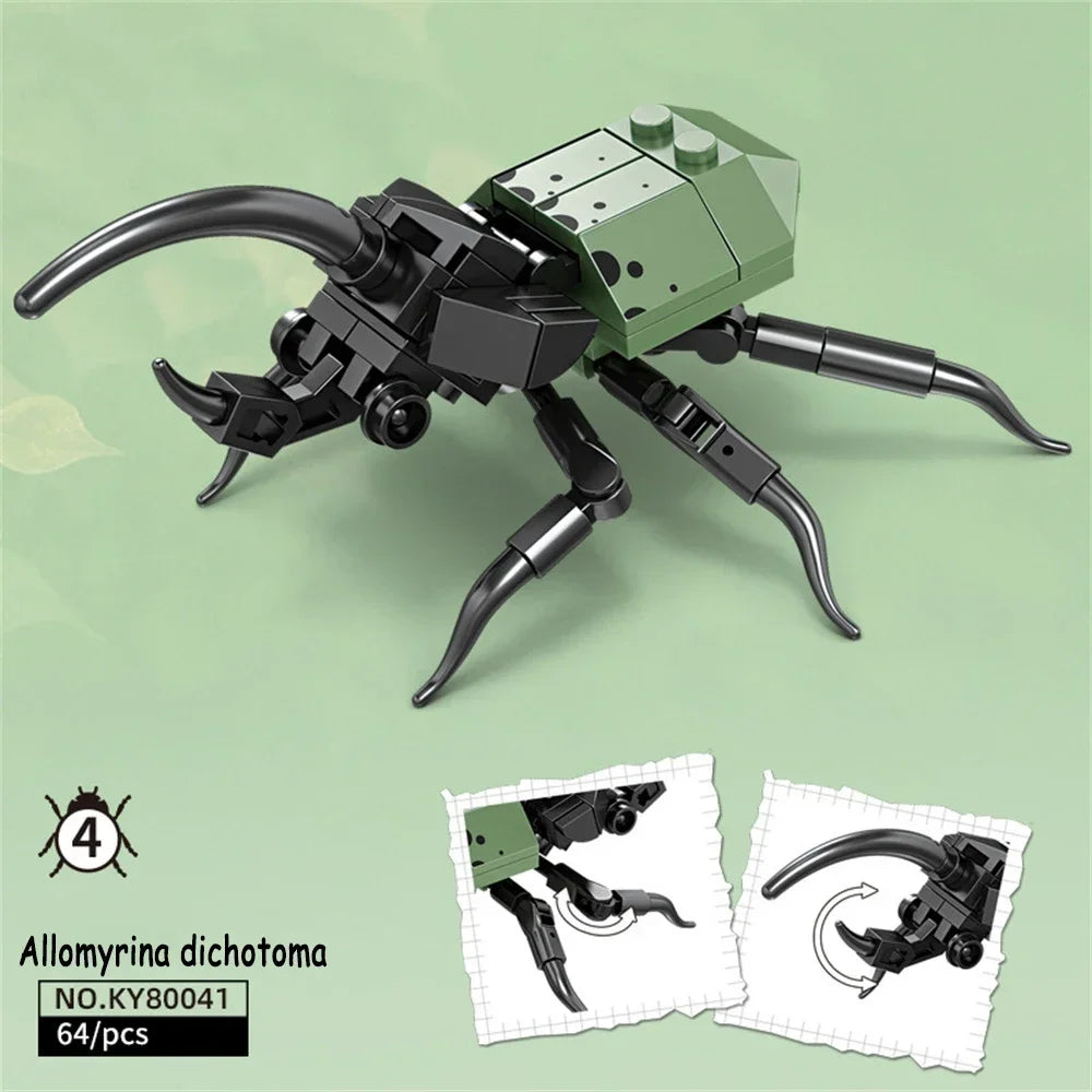 Rhinoceros Beetle Colorful Insect 3D Model Building Blocks Toy Easy Assembly Puzzle Toys Perfect Holiday Gift for Kids Birthday