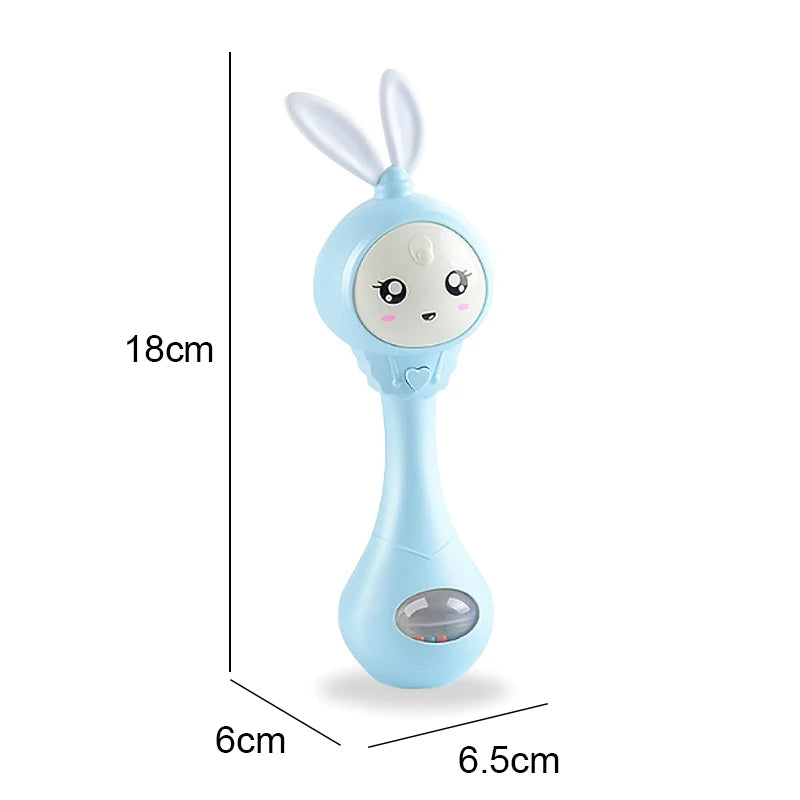 Baby Music Flashing Rattle Toys Rabbit Teether Hand Bells Mobile Infant Stop Weep Tear Rattles Newborn Early Educational Toy 18M