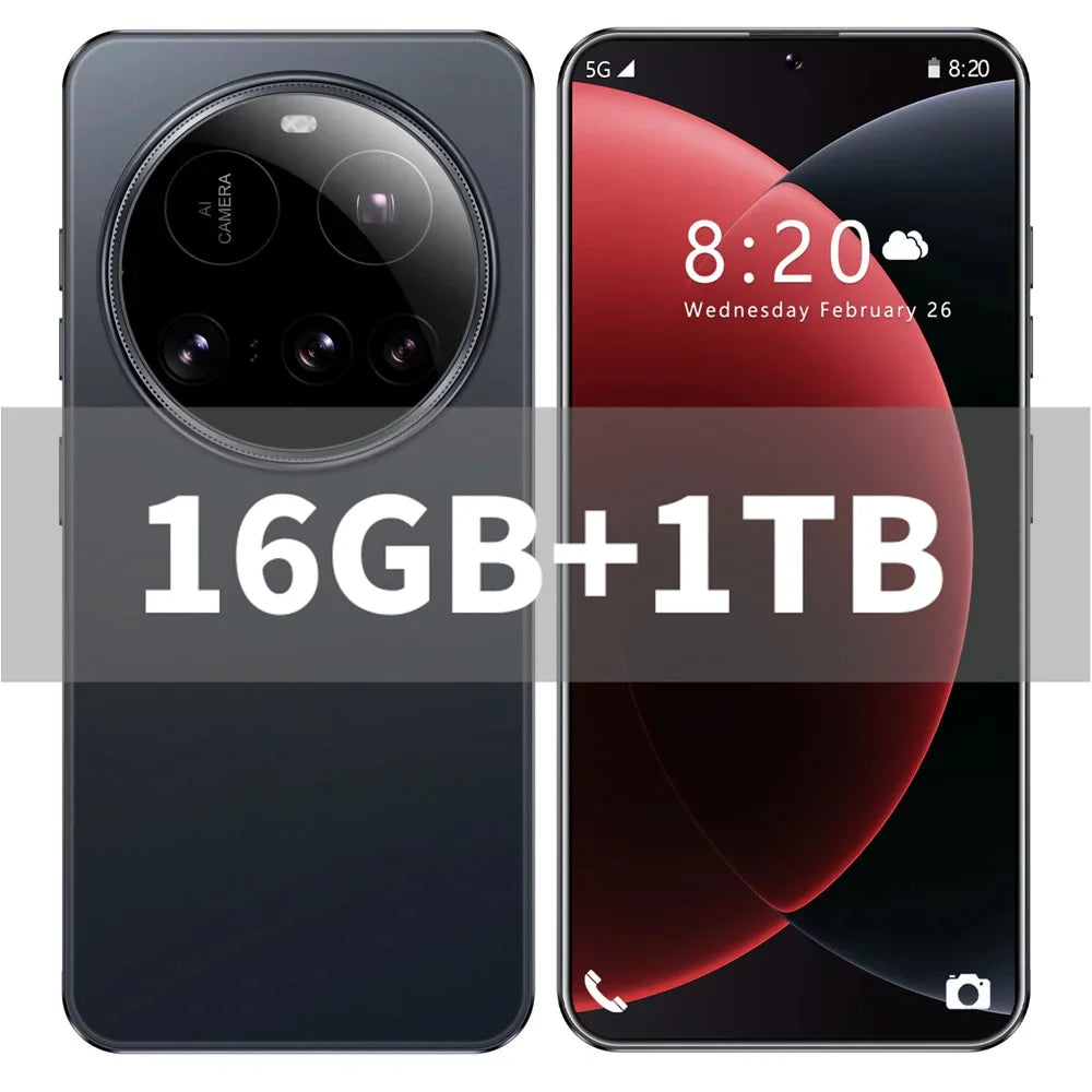 Brand New M15 Ultra Smartphone 7.3inch HD 16GB+1TB Cell Phone 50+108MP Dual SIM 5G Mobile Phones 8000mAh Android15 Unlocked