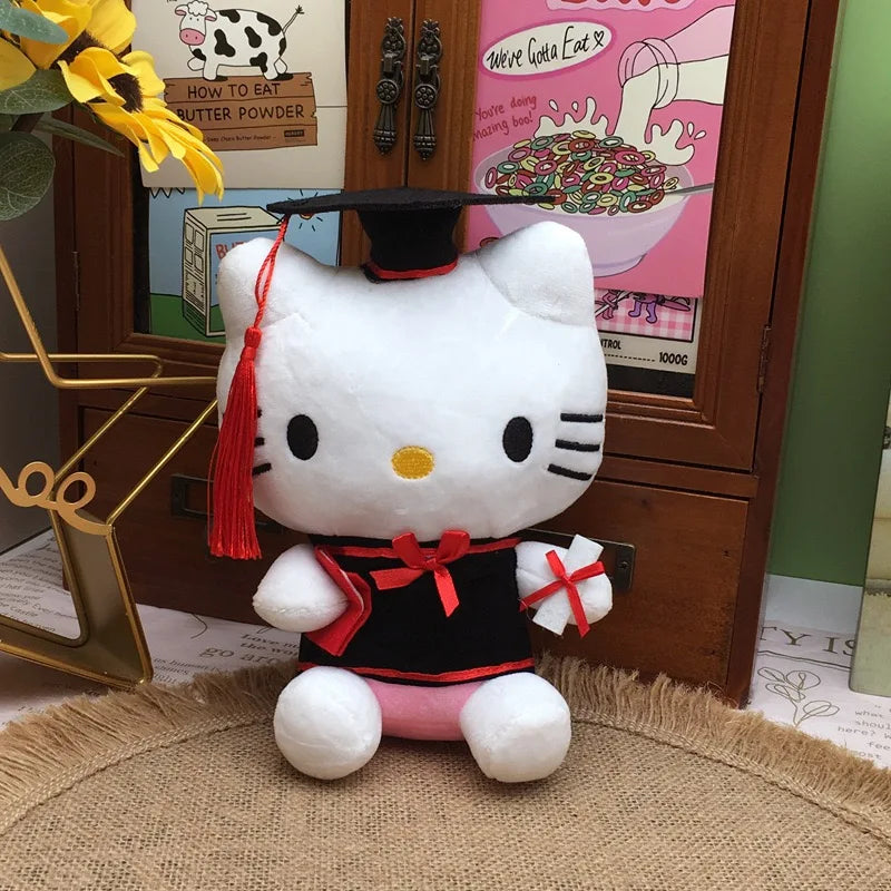 25cm Graduation Plush Toy Stitch Original Figures Stuffed Toys Sanrio Kuromi Hello Kitty Sofa Large Plush Doll Kids Xmas Gifts