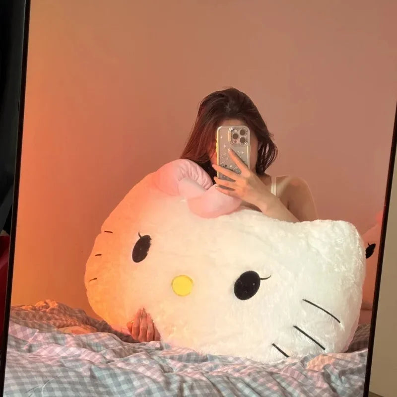 Sanrio Big Size Hello Kitty Back Cushion Stuffed Anime Sofa Bed White Cat Pillow Cuddly Plushies Washable Home Decor Gifts Girl