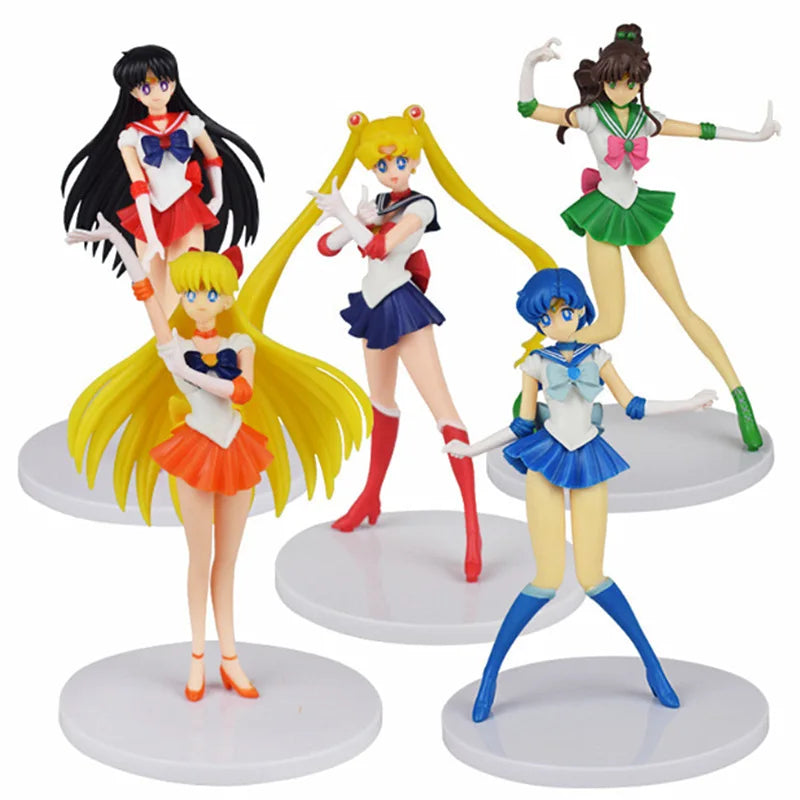 Sailor Moon Figure Anime Cartoon Jupiter Makoto Venus Minako Tsukino Rabbit Doll Toy Little Princess Cake Decoration Ornaments