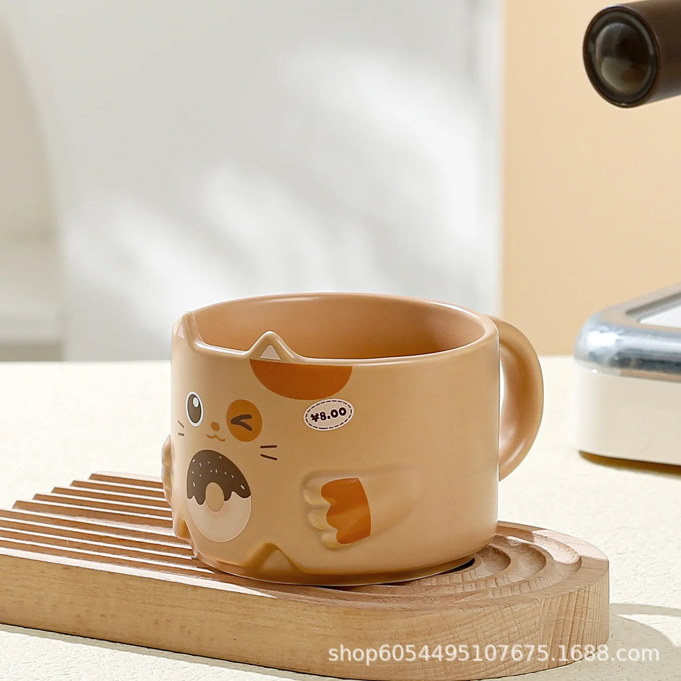Creative Ceramic Cat Mug Cartoon Stacked Pair Cup High Temperature Resistant Household Children's Drinking Coffee Cup