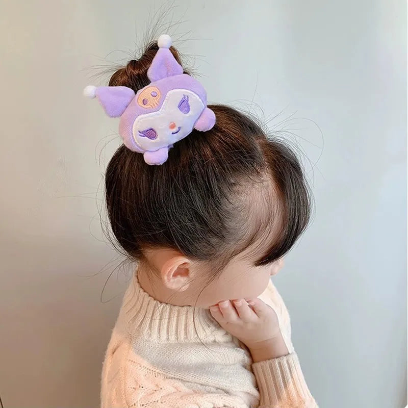 Sanrio Plush Scrunchie Anime Melody Kuromi Cinnamoroll Lady Tie Hair Rubber Band Headdress Girl Hair Accessories Kawaii Hairband