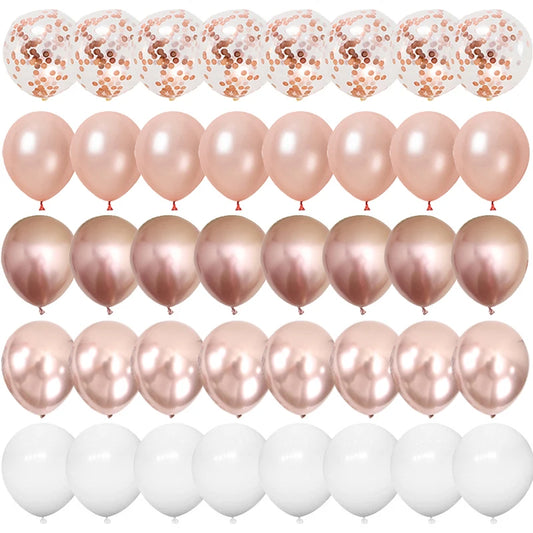 40pcs 12inch Rose Gold Confetti Latex Balloons Happy Birthday Party Decorations Kids Adult Boy Girl Baby Shower Wedding Supplies