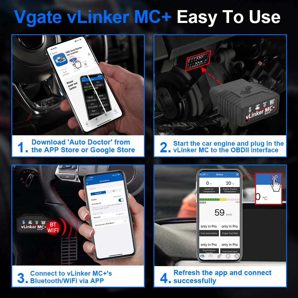 Vgate vLinker MC ELM327 V2.2 Bluetooth 4.0 OBD2 Scanner OBD 2 BimmerCode FORScan Auto Car Diagnostic tools ELM 327 V1 5