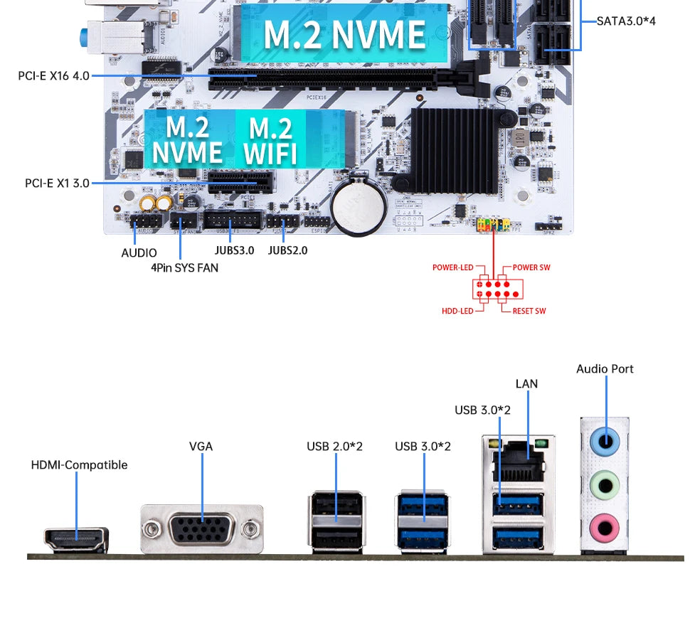 HUANANZHI B760M VH A M-ATX DDR4 Motherboard Support 12 13 Gen B760 Intel LGA 1700 CPU 12100F 12400F 12490F 12600F 12700F 13600F
