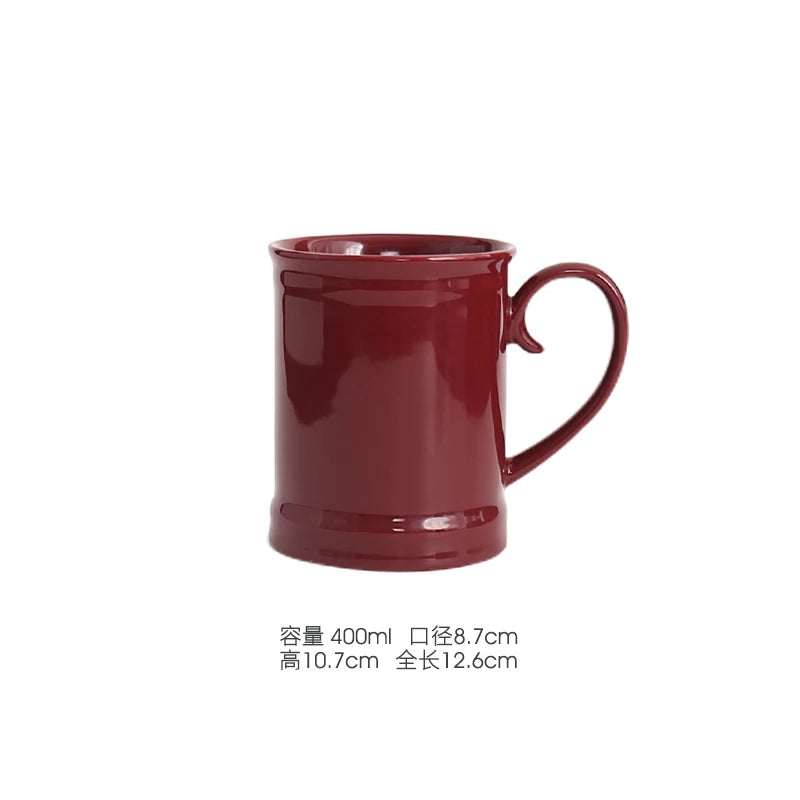 400/420/450/520ml European Ceramic Black Matte Large Capacity Mug High End Creative Simple Matte Coffee Cup with Spoon Water Cup