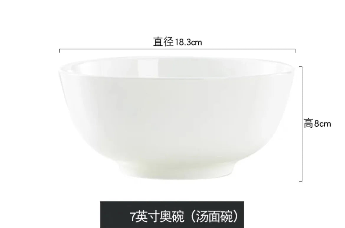 Tangshan Bone Porcelain Series Tableware, Various Type Bowls, Microwave Ovens, Household Hotels, Pure White Simple Rice Bowls