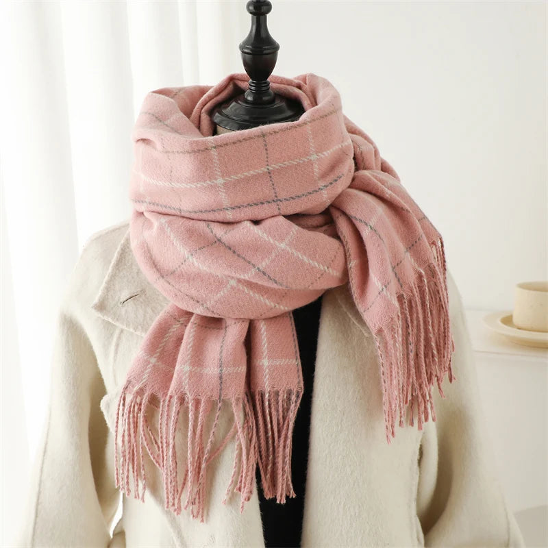 Warm Cashmere Blanket Women Travel Winter Scarf Fashion Plaid Pashmina Thick Shawl Wraps With Tassel Casual Bufanda Poncho New