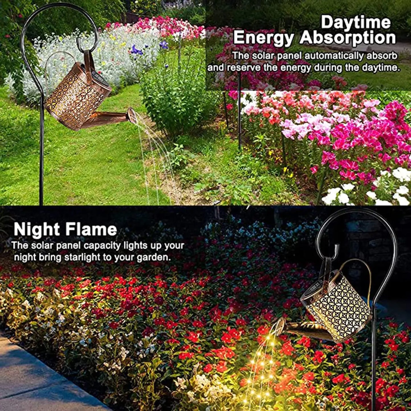 Watering Can with Light Outdoor Solar Light for Garden Art Decor Hanging Solar Lantern Metal Waterproof for Walkway Yard Pathway