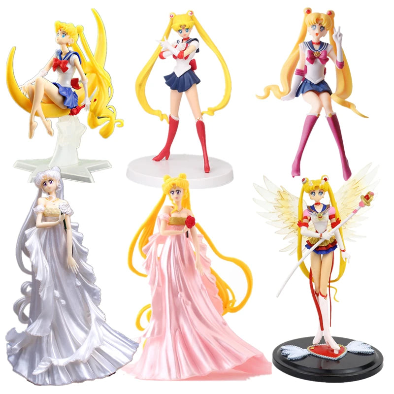Sailor Moon Figure Anime Cartoon Jupiter Makoto Venus Minako Tsukino Rabbit Doll Toy Little Princess Cake Decoration Ornaments