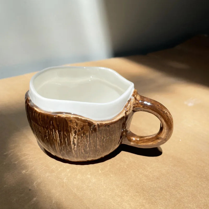 High value ins retro hand-squeezed irregular ceramic mark coconut cup coffee cup oat breakfast water cup