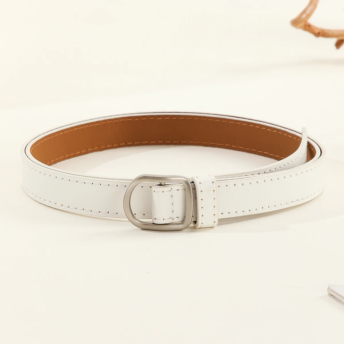 Lazy Belt Casual Simple Perforated Women'S Belt Paired With Jeans Men'S Belt Pu Leather Belt