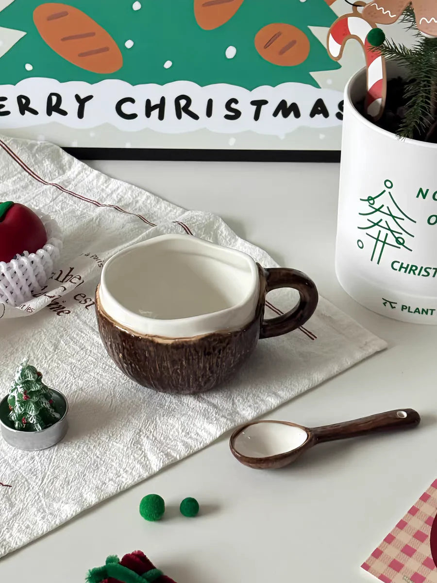 High value ins retro hand-squeezed irregular ceramic mark coconut cup coffee cup oat breakfast water cup