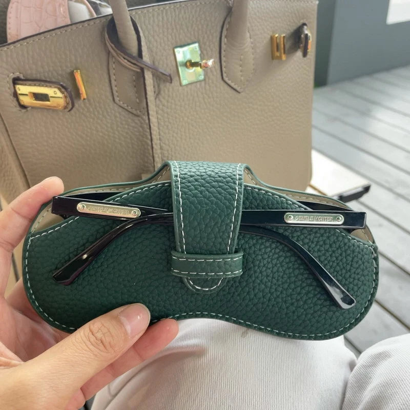 PU Leather Portable Glasses Bag Sunglasses Storage Bags Men and Women Car Glasses Protective Cover Anti-crushing Glasses Clip
