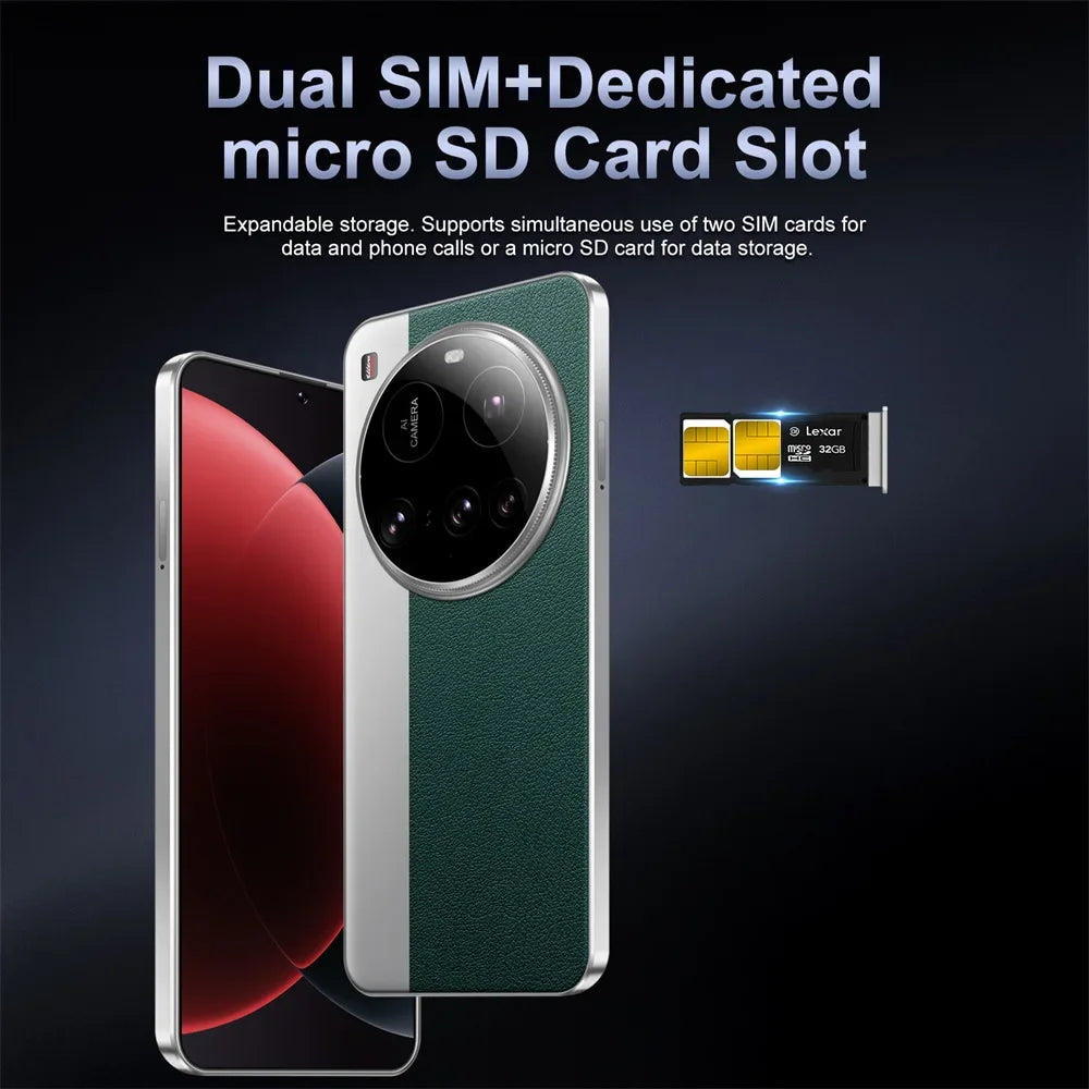 Brand New M15 Ultra Smartphone 7.3inch HD 16GB+1TB Cell Phone 50+108MP Dual SIM 5G Mobile Phones 8000mAh Android15 Unlocked