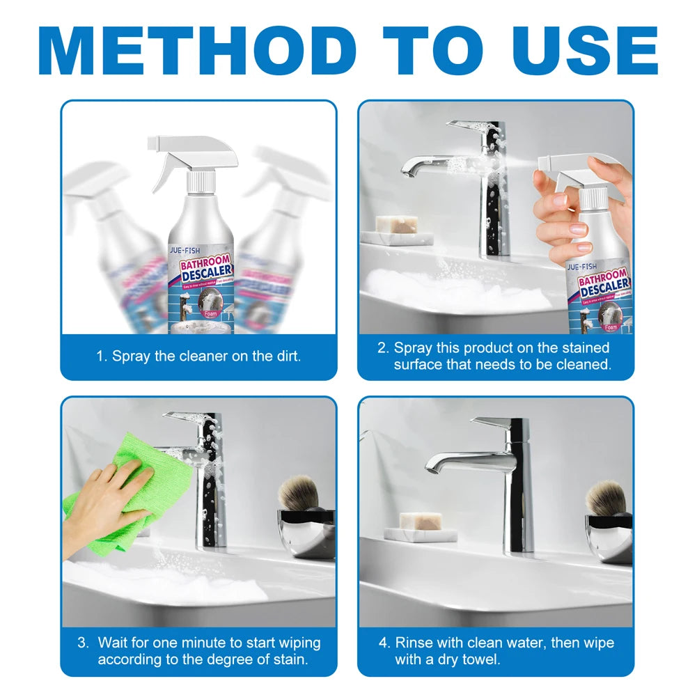 Stubborn Stains Cleaner Quickly Remove Bathroom Foam Cleaner Spray Descaling Cleaning Agent for Glass Wash Basin Stainless Steel