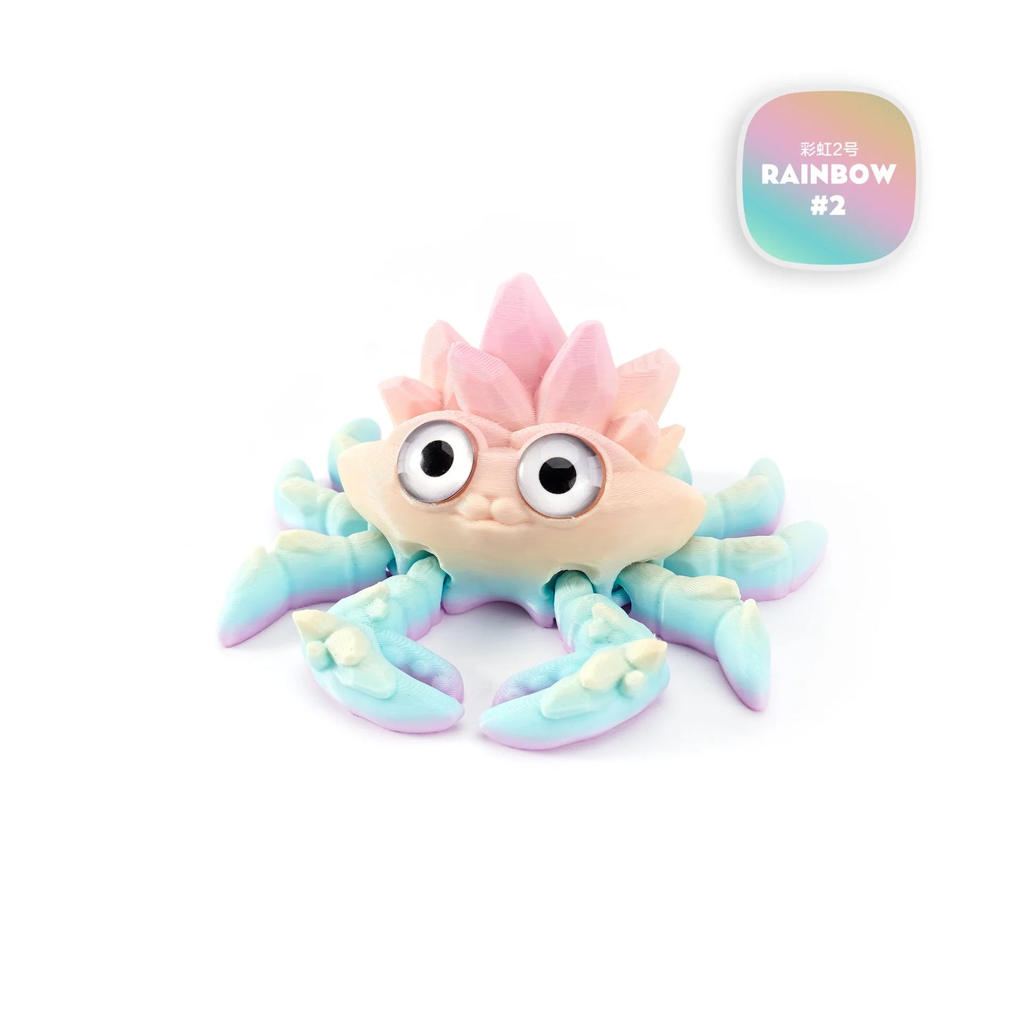 3D Printed Crystal Gems Crab Toys Joint Movable Model Novelty Animals Toy Anti-stress Figurine Miniature Desk Ornaments Birthday