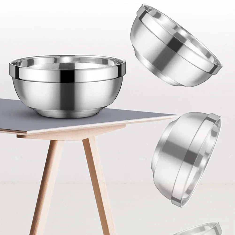 Stainless Steel Bowl Double Layer Thickening Bowl For Family Kitchens Outdoor Picnics Salad Bowl Deep Dish Tableware