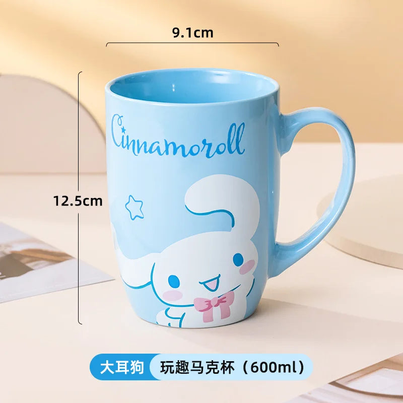 Miniso Sanrio Ceramic Mug Large Capacity 600ml Kuromi Cinnamoroll My Melody Coffee Milk Cup Couple Cup Drinkware Gifts