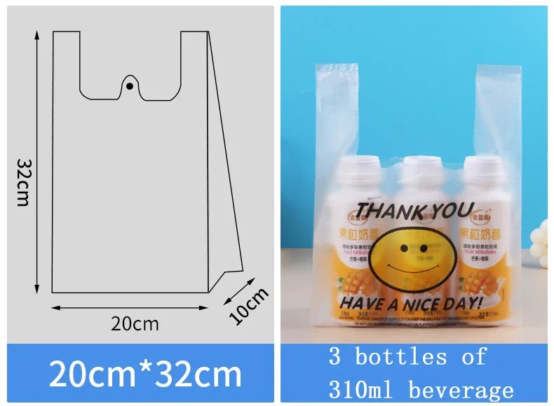50 Pcs Plastic Bag 3 Sizes Food Storage Bags with Handle supermarket Grocery Shopping Useful Shopping Bag Kitchen Storage Basket