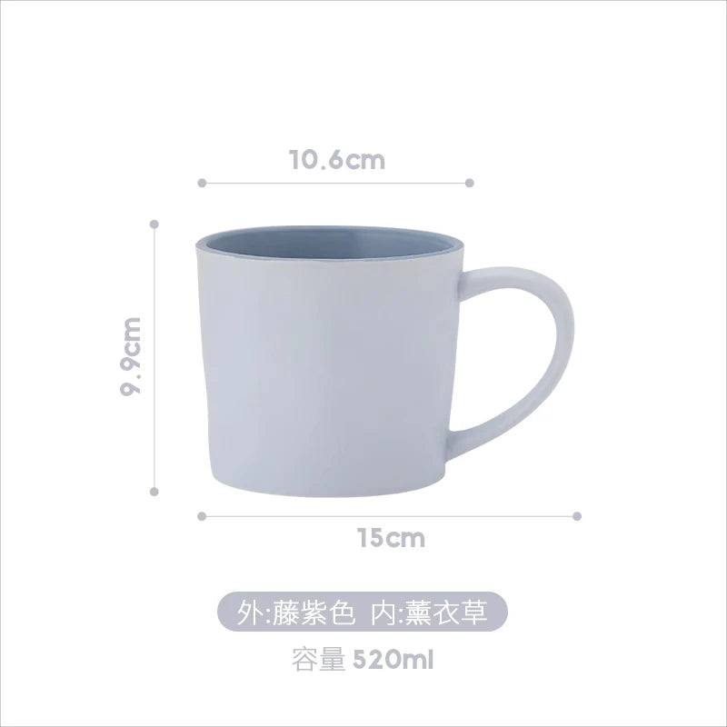 400/420/450/520ml European Ceramic Black Matte Large Capacity Mug High End Creative Simple Matte Coffee Cup with Spoon Water Cup