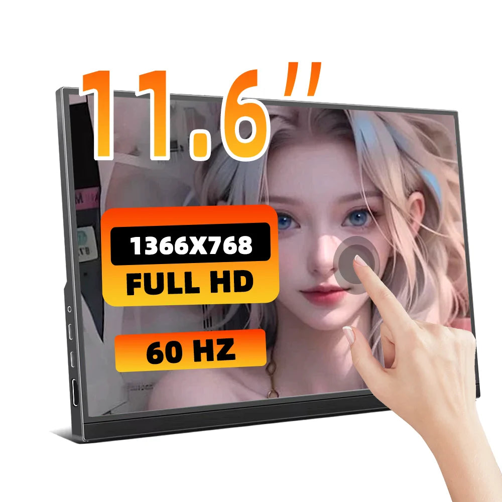 Protable Monitor 11.6/13.3 Inch 1366x768 60Hz Secondary Monitor With Hidden Bracket Compatible HDMI for Laptop Computer Display