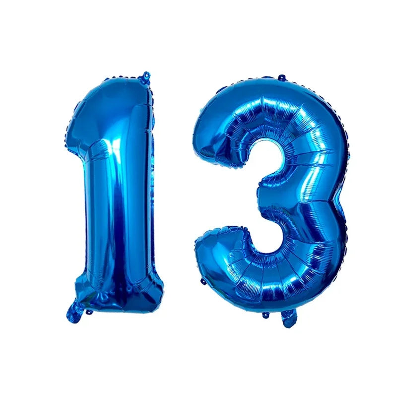 2Pcs 32 Inch Gold Silver Black Blue Red Helium Foil Number Balloon 10 11 12 13 14 15 Happy Birthday Party Decoration Supplies