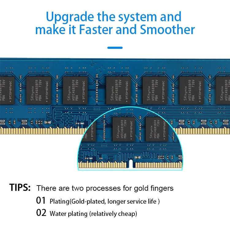TECMIYO 4GB 8GB Desktop Memoria Ram DDR3 DDR3L 1600MHz 1333MHz PC3-12800U PC3-10600 DIMM 1.5V 1.35V 2RX8 Non-ECC Memory - Blue