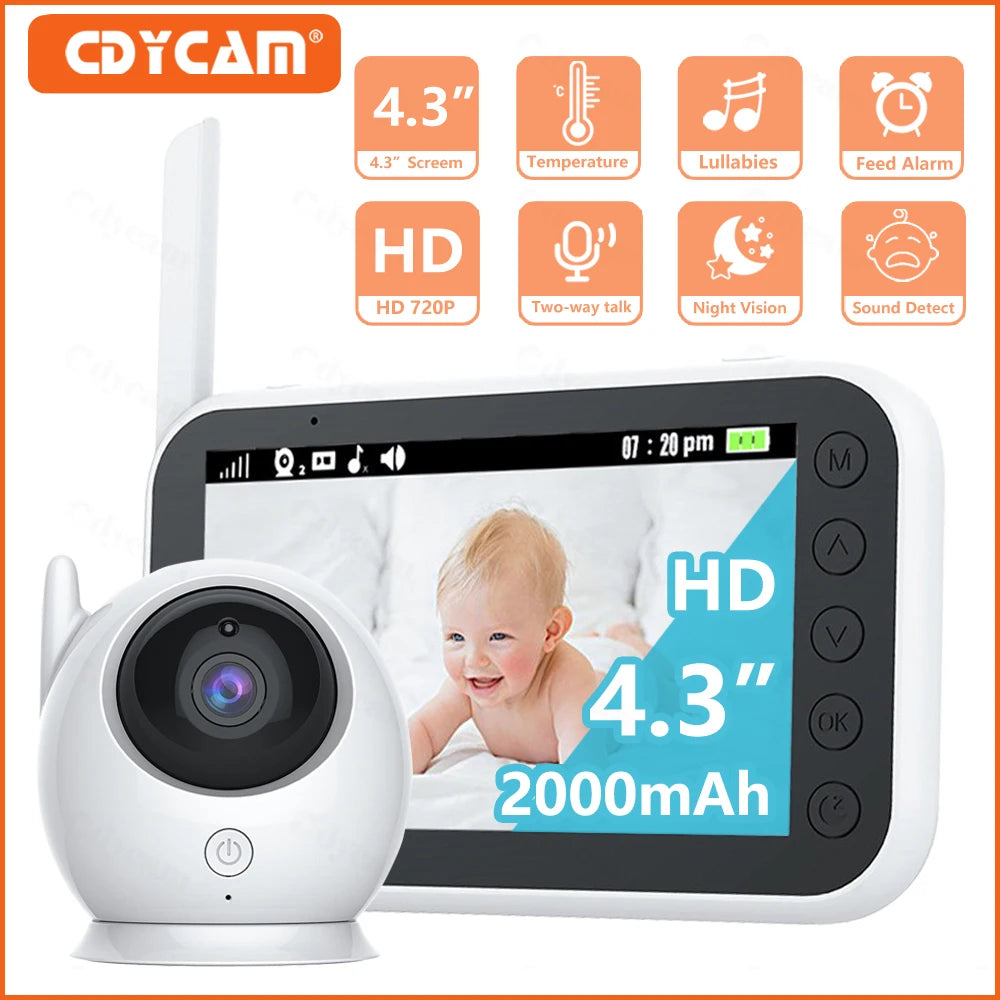 4.3 Inch Baby Monitor with 2000mAh Long Battery Life Video Wireless Camera and Audio Intercom Auto Night Vision Kids Babysitter