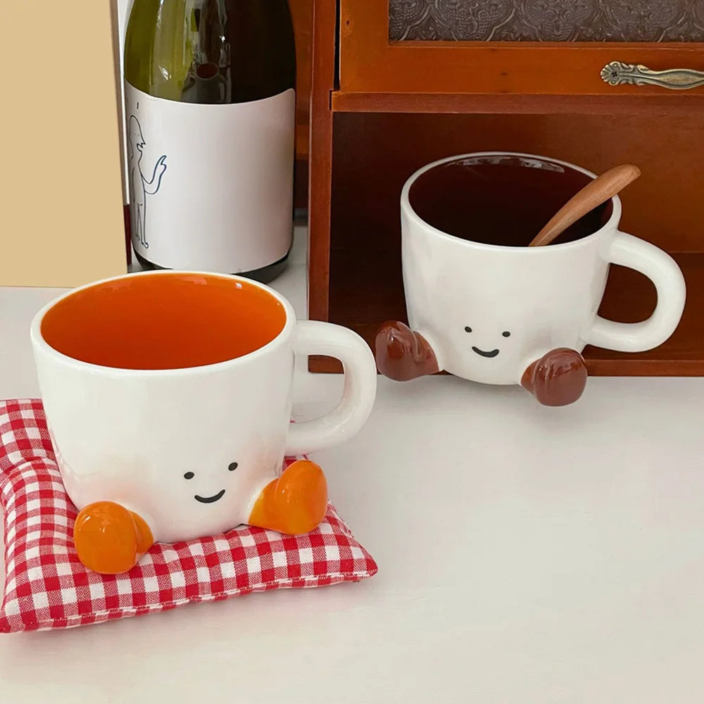 Kawaii Hand Pinch Feet Ceramic Coffee Cup Household High Appearance Level Water Cup Milk Mug Dormitory Home Gifts Mark Cup