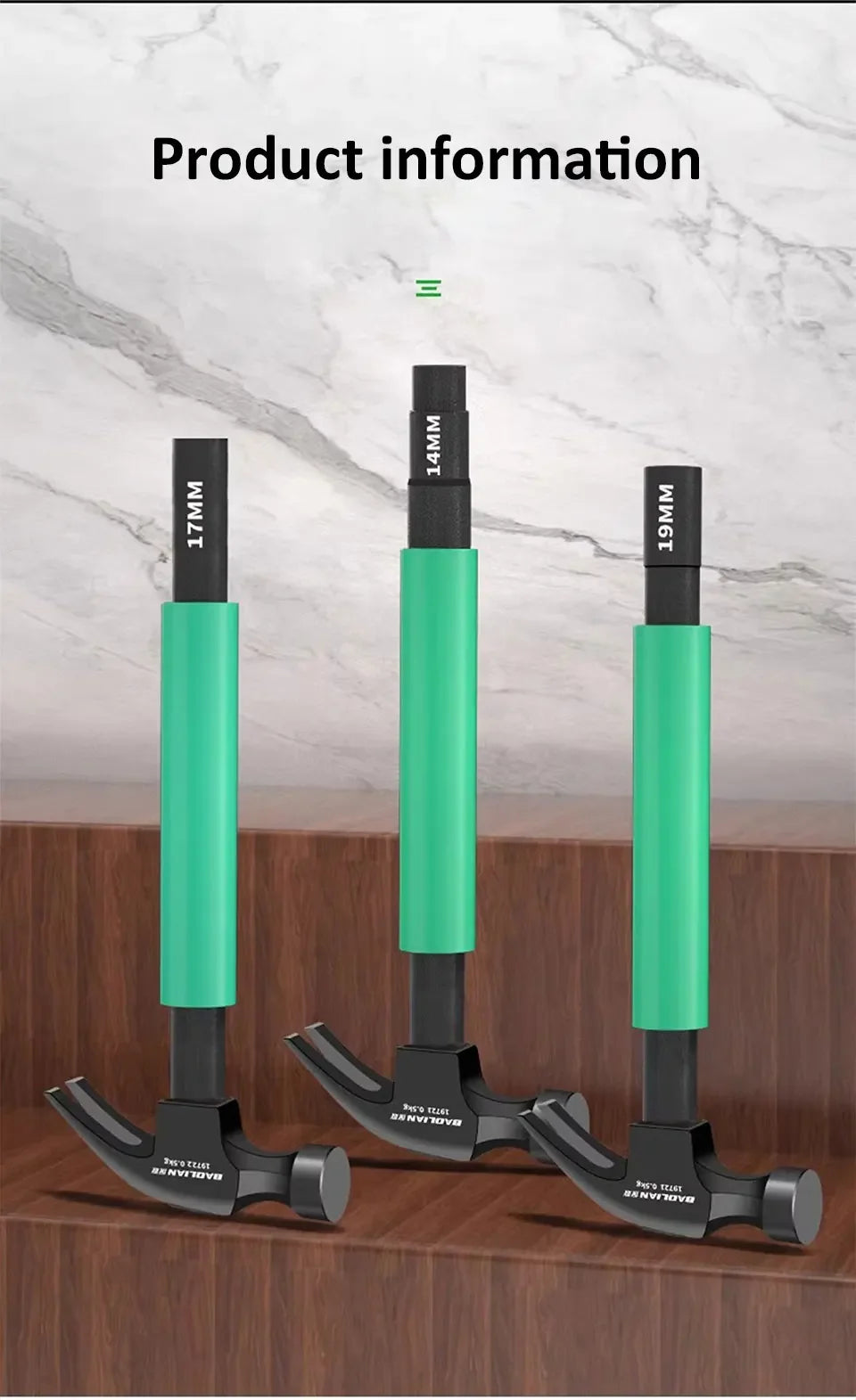 Multifunction High CarbonSteel Claw Hammer with 14/17/19mm Socket Wrench Reduction Handle Maintenance Installation Hand Tool