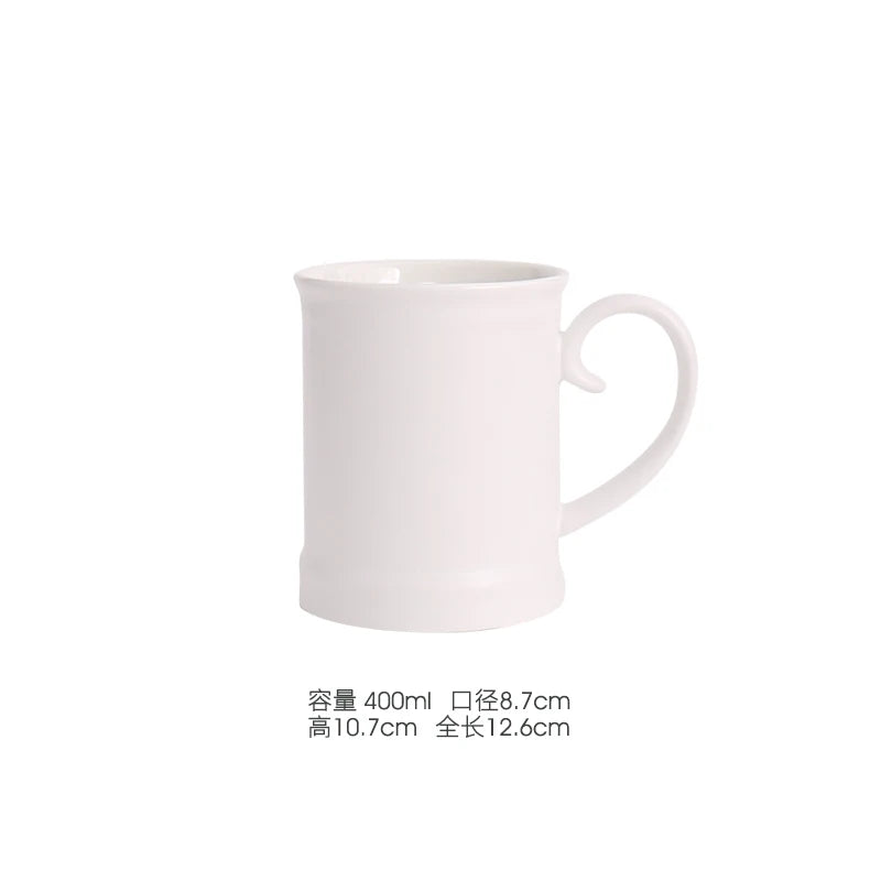 400/420/450/520ml European Ceramic Black Matte Large Capacity Mug High End Creative Simple Matte Coffee Cup with Spoon Water Cup