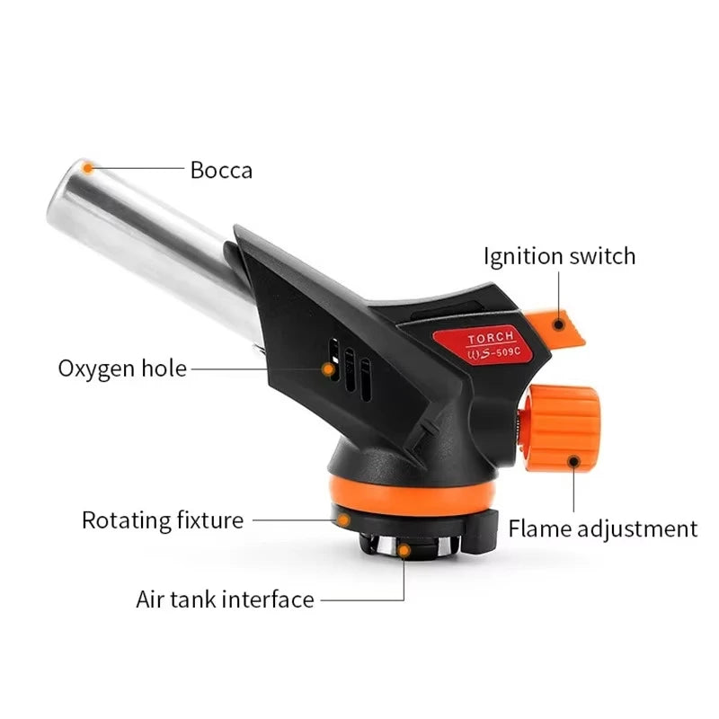 Welding Gas Torch Flame Gun Torch Cooking AutoIgnition Butane Gas Flame Gas Torch for BBQ Camping Cooking
