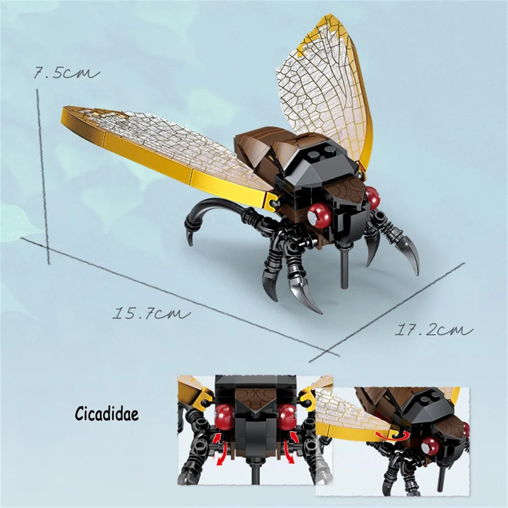 Rhinoceros Beetle Colorful Insect 3D Model Building Blocks Toy Easy Assembly Puzzle Toys Perfect Holiday Gift for Kids Birthday