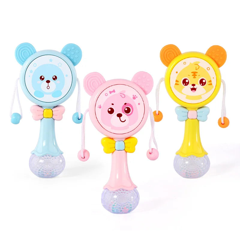 Baby Music Flashing Rattle Toys Rabbit Teether Hand Bells Mobile Infant Stop Weep Tear Rattles Newborn Early Educational Toy 18M