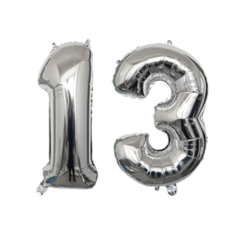 2Pcs 32 Inch Gold Silver Black Blue Red Helium Foil Number Balloon 10 11 12 13 14 15 Happy Birthday Party Decoration Supplies