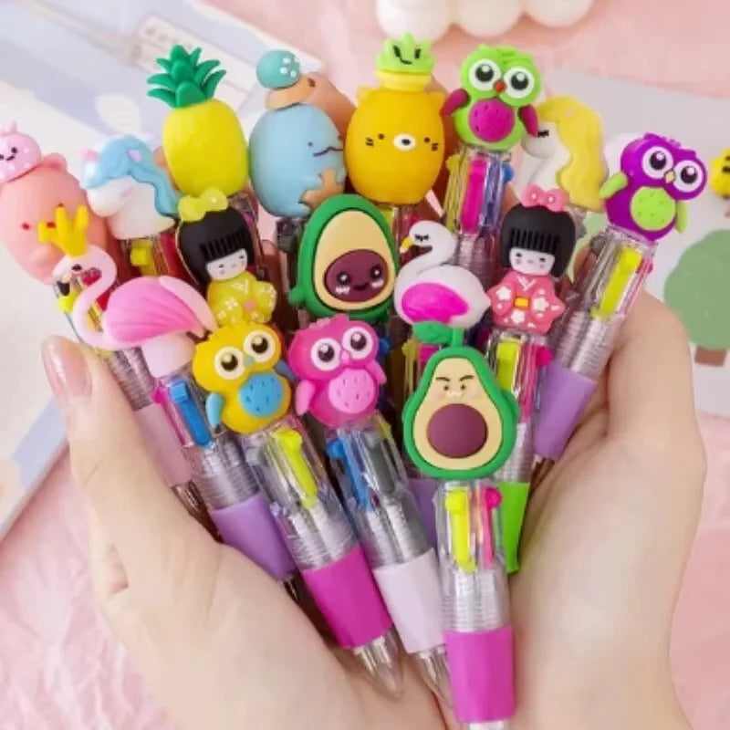 20Pcs/Lot Cute Cartoon 4 Color Mini Ballpoint Pen KawaiiUnicorn Flamingo Retractable Stationery Gift SchooOoffice Supplies