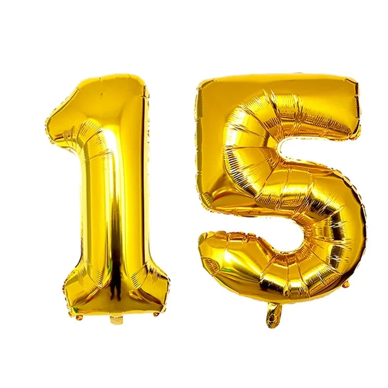 2Pcs 32 Inch Gold Silver Black Blue Red Helium Foil Number Balloon 10 11 12 13 14 15 Happy Birthday Party Decoration Supplies