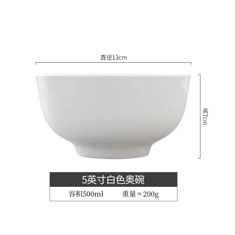 Tangshan Bone Porcelain Series Tableware, Various Type Bowls, Microwave Ovens, Household Hotels, Pure White Simple Rice Bowls