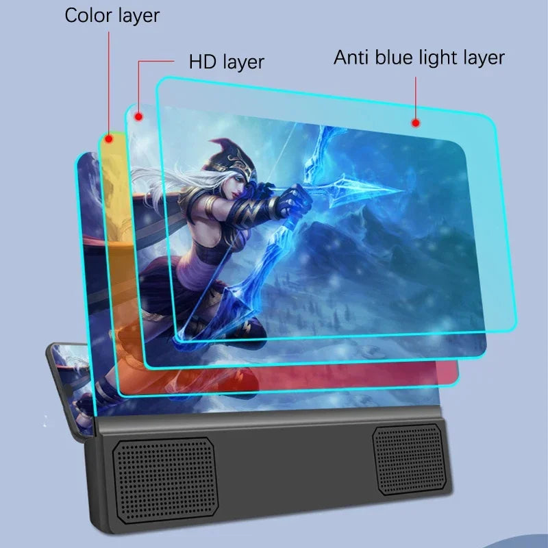 3D Screen Amplifiers Mobile Phone Magnifier With Enlarged Speaker Video Amplifier Stand Magnifying Folding Desk Audio Anti-BlueB