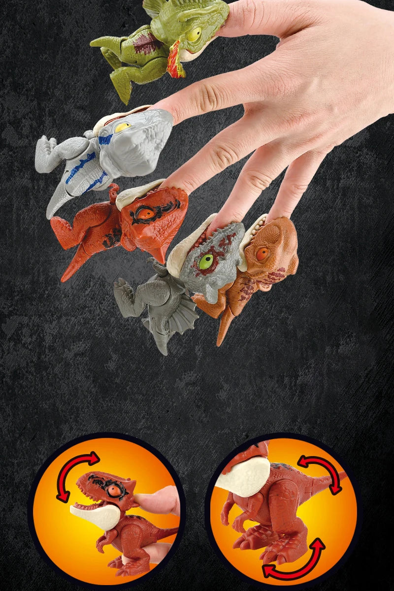 5-20PCS Funny Mini Cartoon Animal Tyrannosaurus Toy Plastic Hand Bite Finger Dinosaurs Mobile Joint Animal Finger Hand Doll Prop
