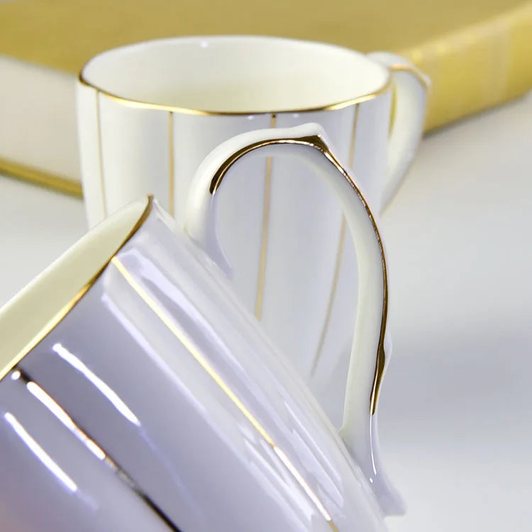 300ml Bone Ceramic Phnom Penh Silver Border Mug China Relief Moonlight Cup Office Gift Coffee Milk Tea Cup With Handle