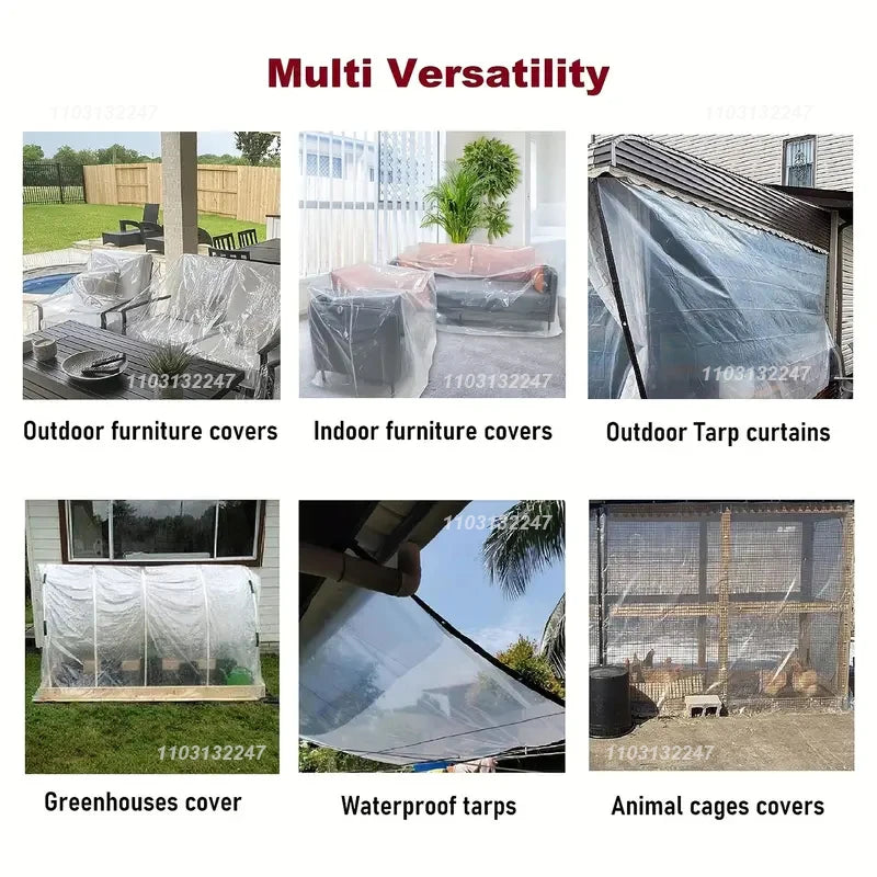 Thicken Transparent Waterproof Tarpaulin Garden Rainproof Clear Poly Tarp Plant Cover Insulation Shed Cloth with Grommets