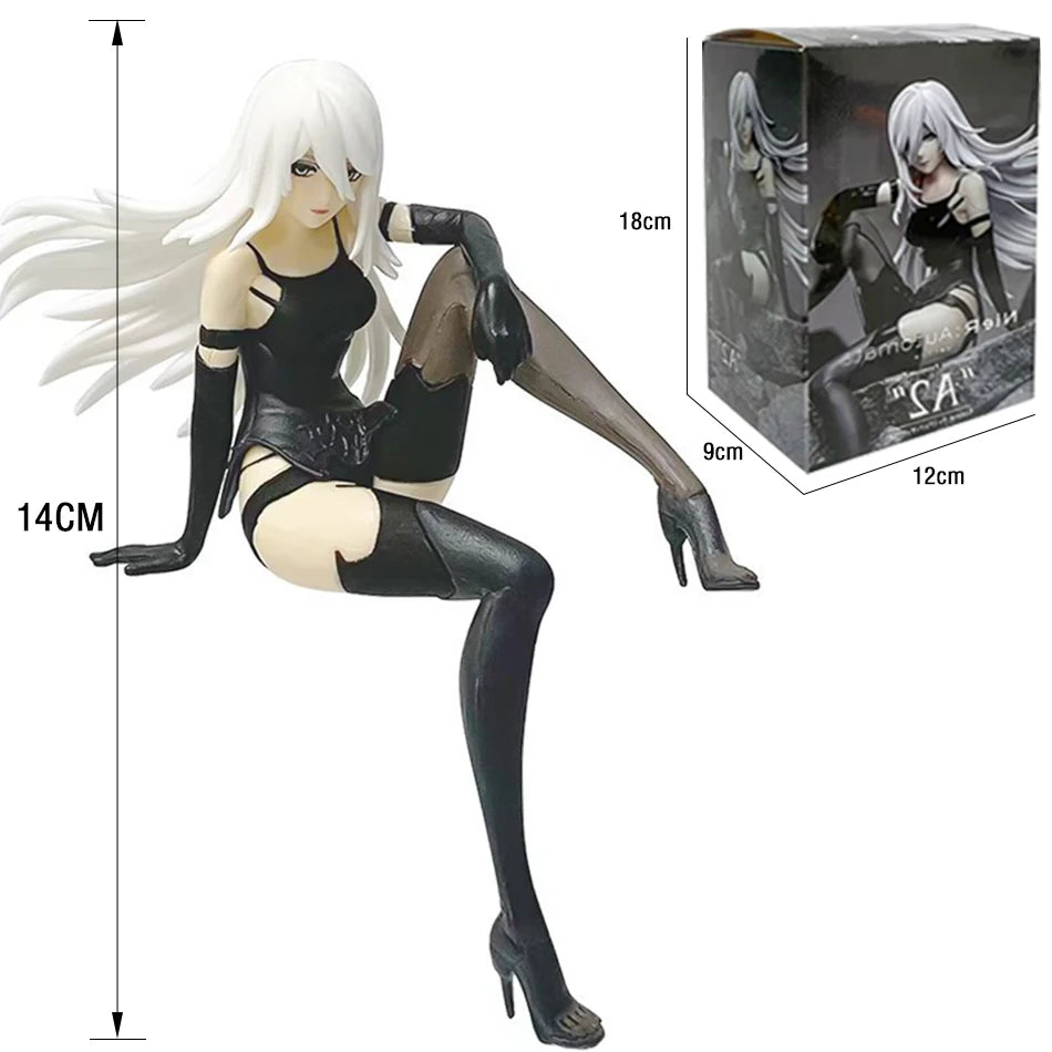 Anime NieR:Automata YoRHa A No.2 Type B Action Figure Noodle Stopper 2B 9S Sitting PosturePVC Model Collection Ornament Toy