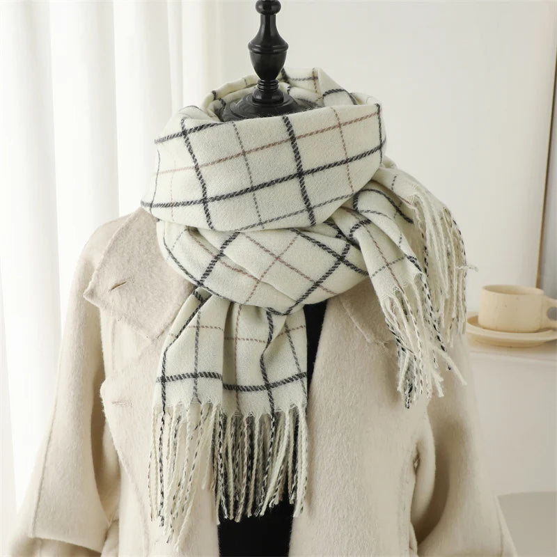 Warm Cashmere Blanket Women Travel Winter Scarf Fashion Plaid Pashmina Thick Shawl Wraps With Tassel Casual Bufanda Poncho New