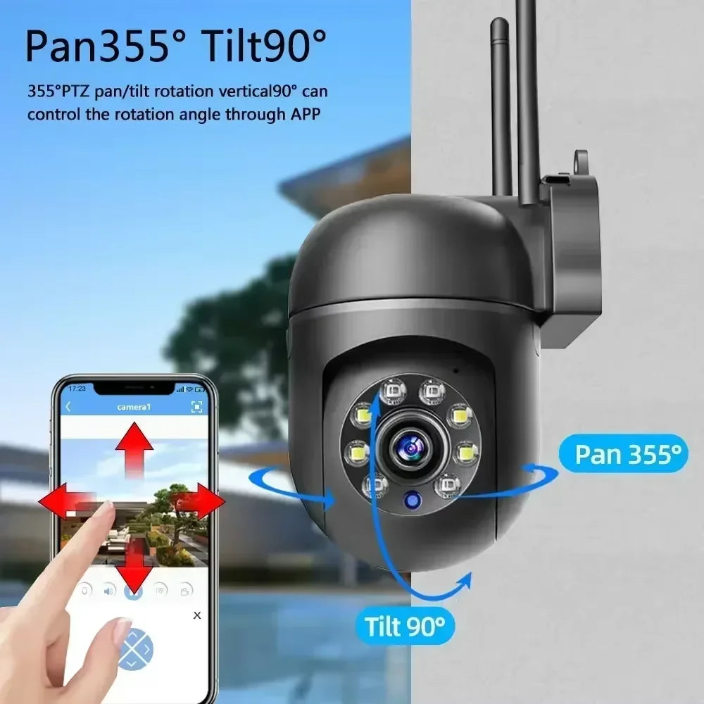 2K 4MP Auto Tracking PTZ Security Camera, 2.4G WiFi Outdoor IP Camera with Two-Way Audio, Night Vision, Smart Motion Detection,