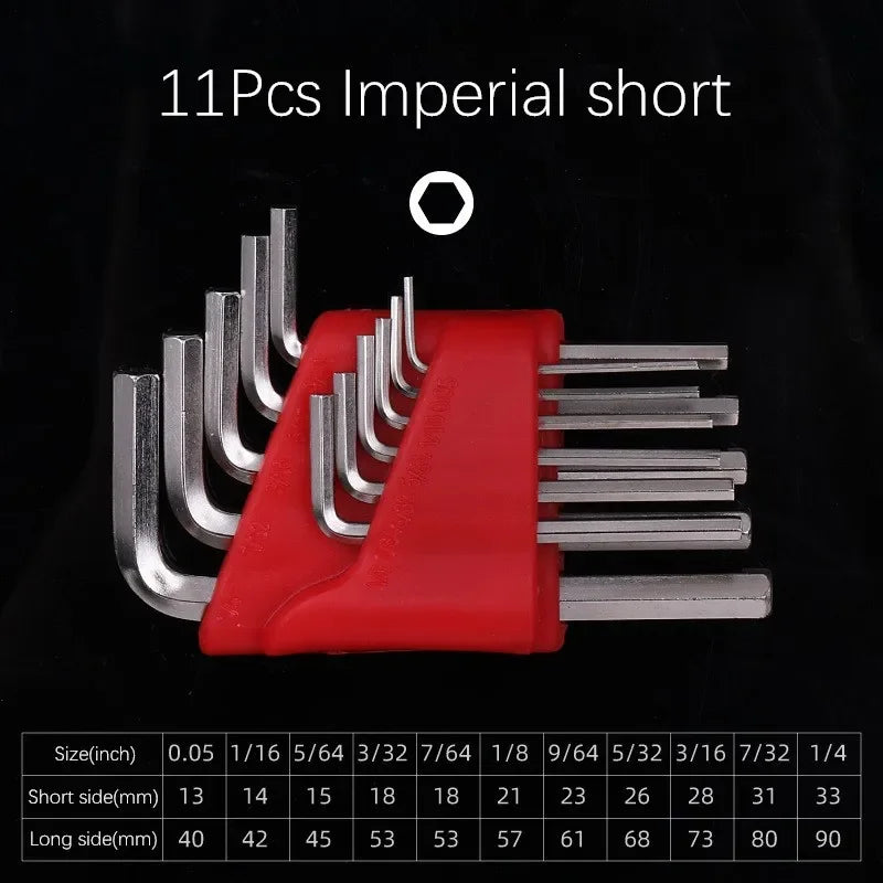5/8/11 Pcs Allen Metric  Inch L Wrench Size Allen Key Short Arm Tool Set Easy To Carry In The Pocket