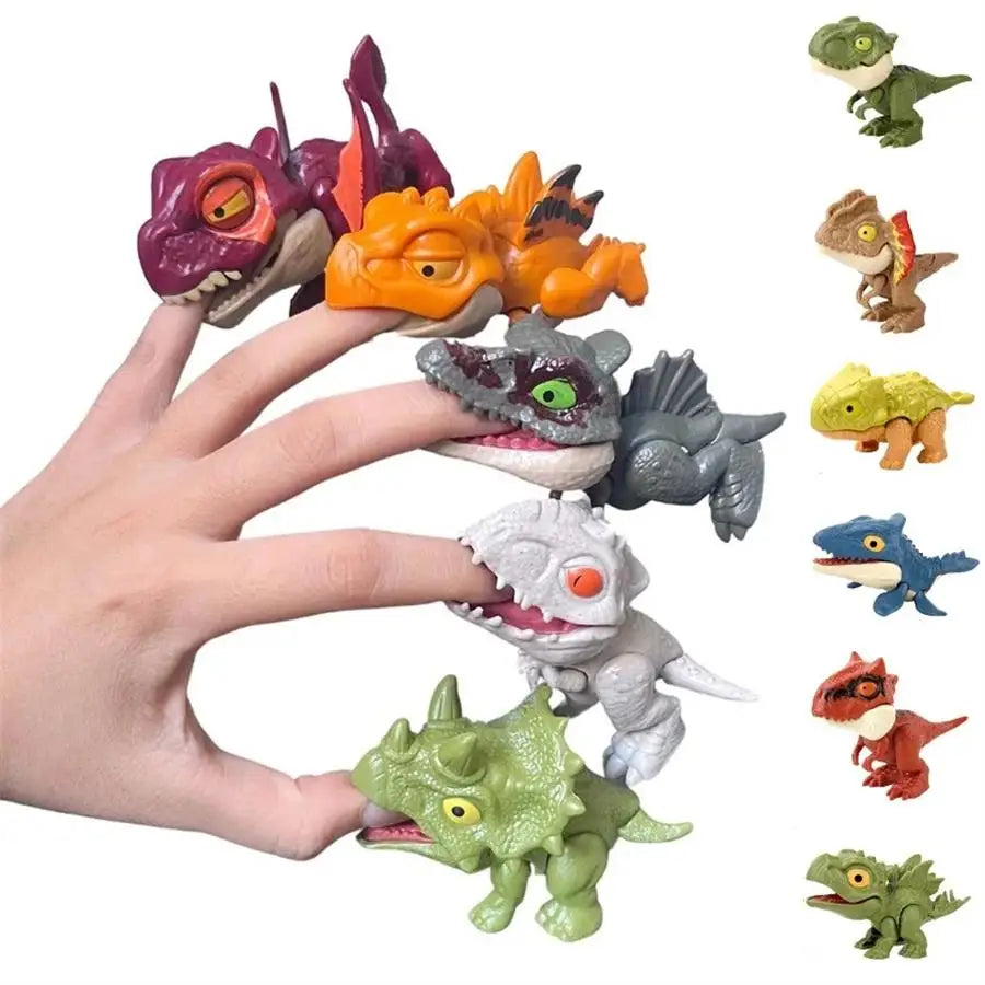5-20PCS Funny Mini Cartoon Animal Tyrannosaurus Toy Plastic Hand Bite Finger Dinosaurs Mobile Joint Animal Finger Hand Doll Prop